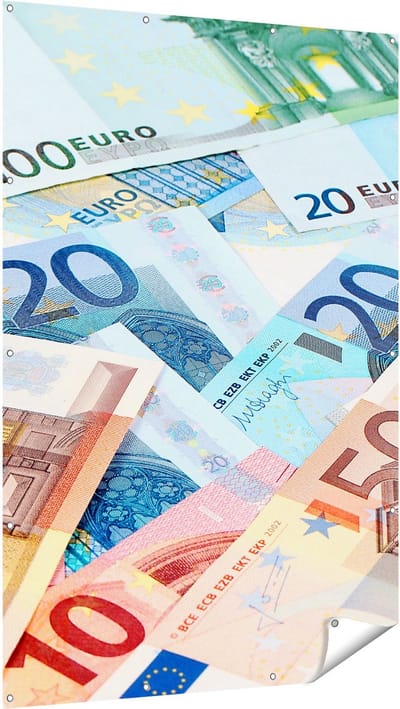 Gards Tuinposter Euro Geld Biljetten - Briefjes - 120x180 cm - Tuindoek - Tuindecoratie - Wanddecoratie buiten - Tuinschilderij