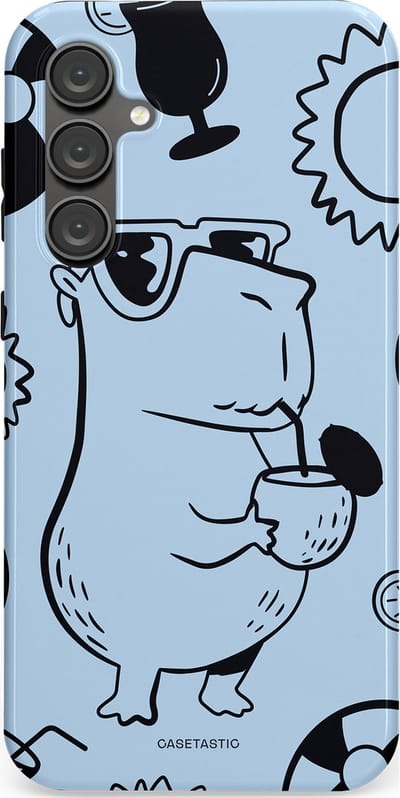 Casetastic Hoesje Geschikt voor Samsung S23 FE - Stijlvolle Beschermende Duo-layer Case - Capibara cocktail