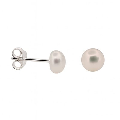 Zilveren dames oorknopjes - echte zoetwater parel - 6mm - 925 zilver
