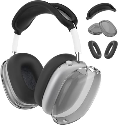 Transparante en Zwarte Beschermhoes Set voor AirPods Max - Anti-Kras Oorkussen & Hoofdband Cover