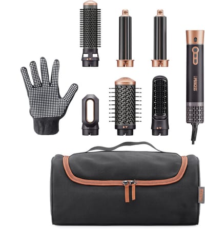 Princess Airstyler Plus 529215 – 6‑in‑1 Föhnborstel – 1000W – Met 6 opzetstukken – 3 Warmtestanden – 2 Snelheden – LED‑indicator