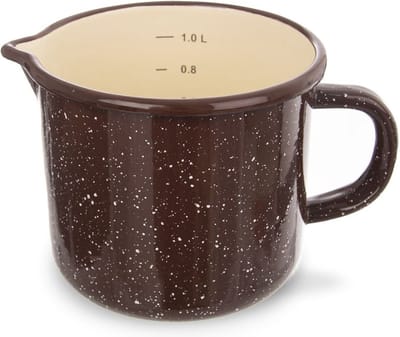 Mok Geëmailleerde met Maatstaf Bruin BROWN 1,2 l - Koffiemok - Theebeker - Koffie - Beker