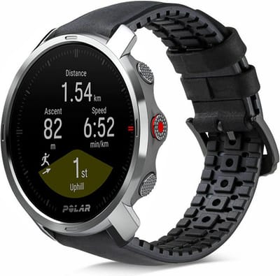Strap-it Leren / siliconen bandje - geschikt voor Polar Grit X / Grit X Pro / Vantage M / M2 / M3 / V3 - zwart