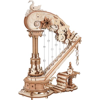 Robotime Magic Harp - ROKR Mechanical Music Box Series - AMK71 - Instrument - Bouwpakket - Miniatuur - Muziekdoos