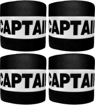Dailygoods- Captain Bracelets 4 Stuks - Verstelbare Nylon Sportarmbanden - Ademend - Elastisch - Voor Voetbal/Rugby/Basketbal - Duidelijke "CAPTAIN" Lettering - Teamleaderband