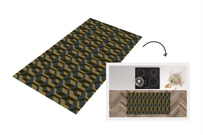 Keukenloper - Loper keuken - Blokken - Patronen - Kubus - 120x60 cm - Keukenloper vinyl