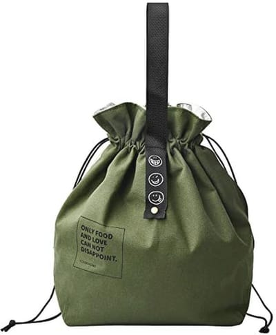 Lunchtas 9L Katoen Herbruikbaar Draagbaar Opvouwbaar voor School Kantoor Reizen Picknick Camping Groen