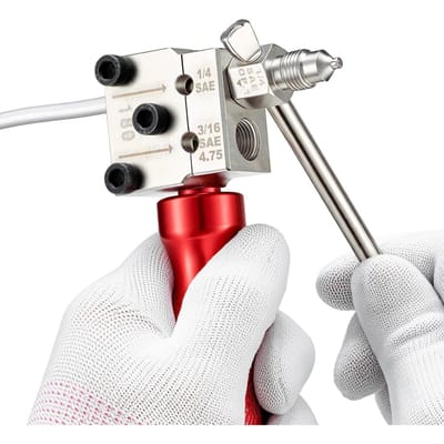 Kit d'outil d'évasement de conduite de frein, Outil d'évasement simple et double à 45° pour tubes en cuivre de 4,75 mm, 6,35 mm - avec 2 matrices de formage, Outil d'ébavurage et Boîte à outils pour