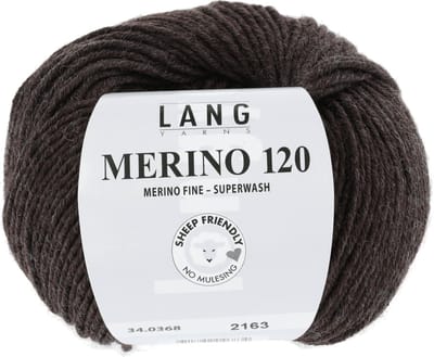 Lang Yarns Merino 120 - 368 donkerbruin mix - Merinowol Garen