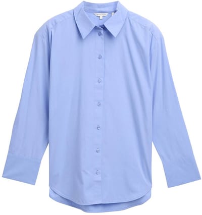 Tom Tailor - Losvallende popeline overhemdblouse - Maat 34 - dreamy blue