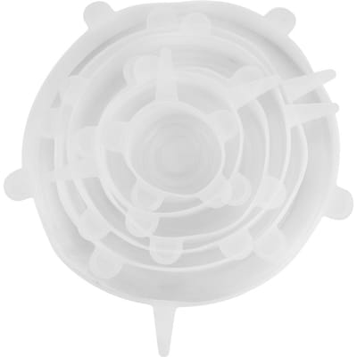 6 STUKS Transparante Herbruikbare Siliconen Voedsel Pot Deksel Kom Afdekkingen Wrap Rekbare Conserveerfolie white