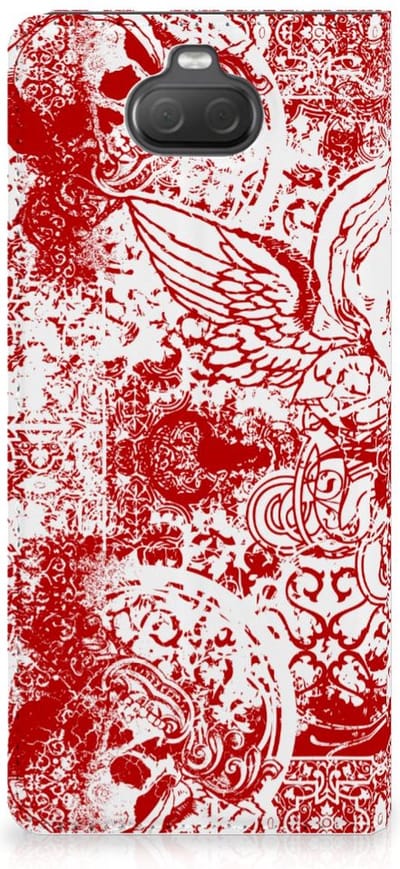 Mobiel BookCase Sony Xperia 10 Angel Skull Rood