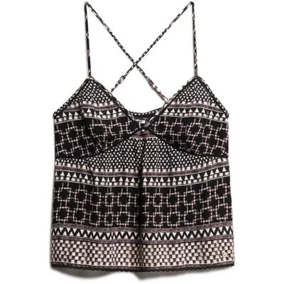 Superdry Geweven Camitopje met Print Zwart Grootte: 34