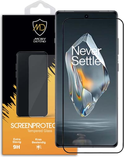 MobyDefend Screenprotector - Geschikt voor OnePlus 12R - Screensaver Met Zwarte Randen - Gehard Glas