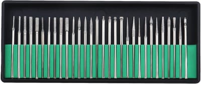 Store_8 - 30Pcs Diamant Gecoat Rotary Burr Boren - Fijn Detailwerk - 2.35Mm Schacht - Snijden en Graveren - Geschikt voor Glas, Metaal, Steen en Hout
