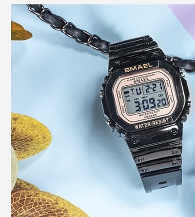 Digitaal Shockbestendig Horloge Zwart Rosé Goud | Smael | Waterdicht | Glow in dark | Mud Master | Mudmaster | Shock | Licht | Rubberen band | 1905  | Timer | Eyecatcher | Master | Kado| Cadeau