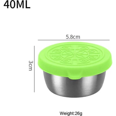 1Pc Salade Dressing Container Met Deksel 40ml Herbruikbare Roestvrijstalen Beker Lekvrije Siliconen Deksels Voor Lunchbox en Picknick