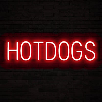 HOTDOGS - Lichtreclame Neon LED bord verlicht | SpellBrite | 73,12 x 16 cm | 6 Dimstanden & 8 Lichtanimaties | Reclamebord neon verlichting