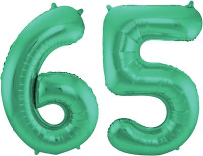 Folat Verjaardag Leeftijd folieballon - 65 jaar - groen - 86 cm - cijferballon groot
