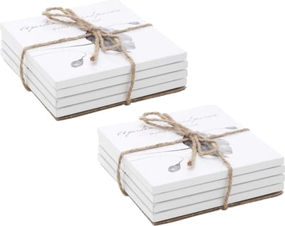 Set van 8x glazenonderzetters wit bamboe hout 10 cm