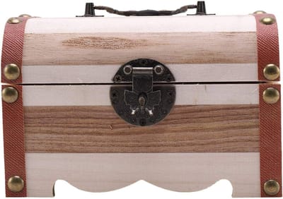 Houten Spaarpot - Geldkistje Kistje - Geld Bewaren - Handgemaakt Antiek Design - 145x100x95mm - Houtkleur