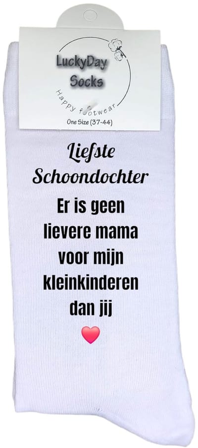 Luckyday Socks - Unisex sokken - Liefste schoondochter- cadeau sokken - Maat 37-44