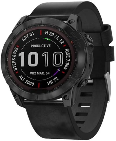 By Qubix - Geschikt voor Garmin bandje - 26mm Quickfit - Leren bandje - Zwart - Geschikt voor Garmin Fenix 8 / 8 Pro - 51mm