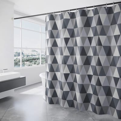 Unyqoos® Sneldrogend Polyester Douchegordijn met Driehoekig Patroon en Verzwaarde Zoom voor Badkamer