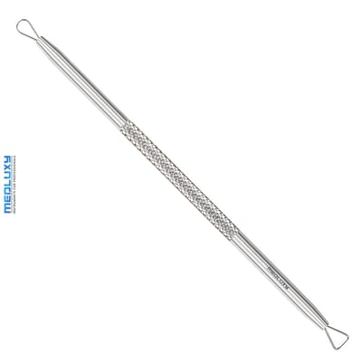MEDLUXY® - Comedonendrukker - Dubbelzijdig - Lus - 12 cm [INOX, RVS, mee-eter verwijderaar, comedonenlepel, black head remover]