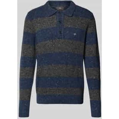 Fynch-Hatton Trui Polo Collar Pullover Donegal Stripe Navy / male