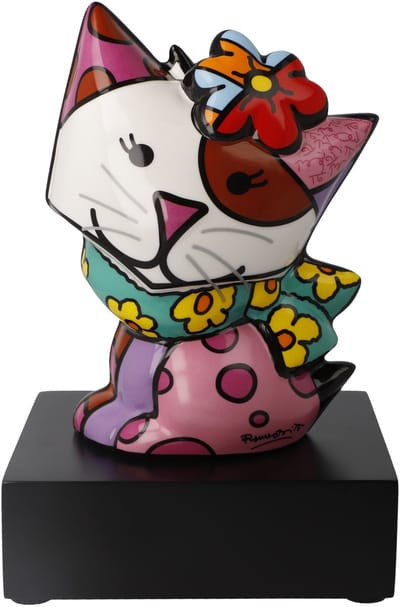 Goebel - Romero Britto | Decoratief beeld Kat Flowing | Porselein - Pop Art - 20cm