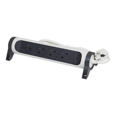 Legrand Premium 4x2P Contactdoos Met 3m Snoer - Zwart Wit (Europese Stekkerdoos) - 049459 [5 stuks]