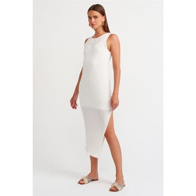 Geribbelde Mouwloze Bodycon Midi Dress