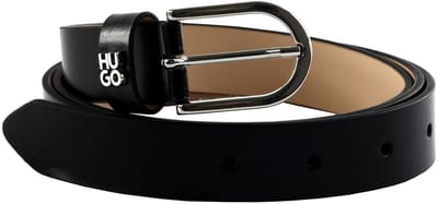 HUGO Leren Riem Zoey Sz25 Belt W100 Black Zwart