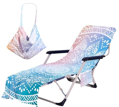 Daity Een hoes voor een strandstoel met zijvakken - een verdikte - sneldrogende handdoekhoes - geschikt voor ligstoelen - zwembaden - tuinen - stranden en hotels - antislip (blauw).