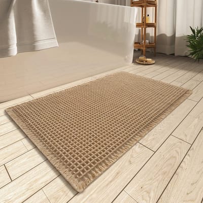 Wafel Badmat - Badkleed Douchemat - Badkamer Decoratie - Antislip Rubberen Achterkant - 43x60cm - Bruin