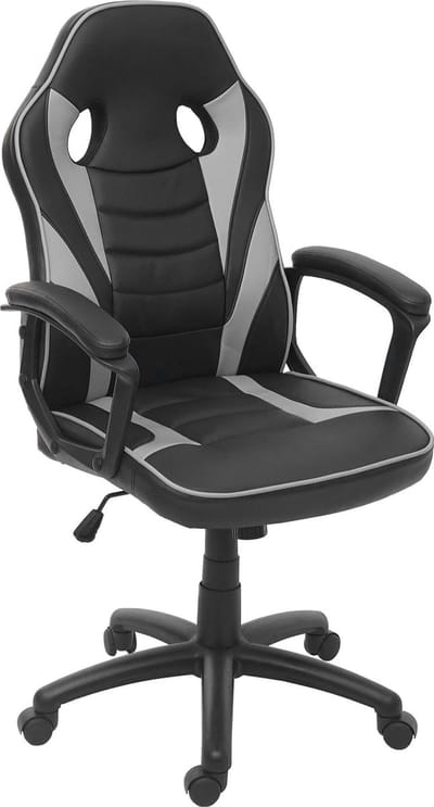 Bureaustoel MCW-F59, bureaustoel bureaustoel gamestoel, kunstleer ~ zwart/grijs
