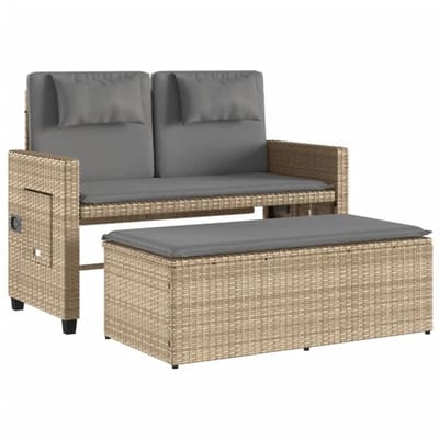 Tuinbank – Tuinbankjes weerbestendig - Tuinbanken - Loungebank - Balkon Set - Buitenbank - Beige - 2 personen - Staal