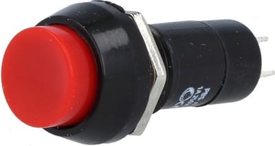 Push schakelaar - 12mm - 250V AC - SPST NO - Rood