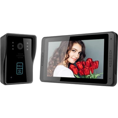 Slimme WiFi-deurbel Video-intercomdeurbel met camera Videodeurbel 7 inch LCD-schermondersteuning EU PLUG zwart