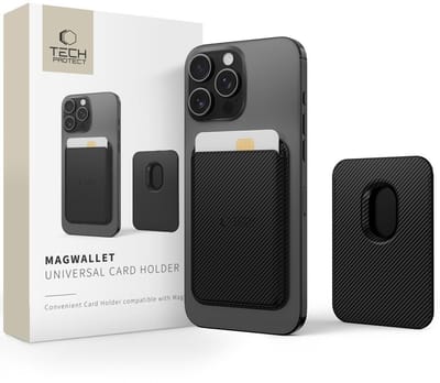 Tech-Protect MagWallet Magsafe Case with Universal Magnetic Card or Document Holder - Black