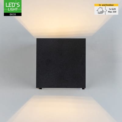 LED’S LIGHT DECO Buitenlamp zonder Lichtbron - Verstelbare Kappen - 1x G9 Fitting - Waterdicht IP65 Wandarmatuur - Tuinverlichting Gevel - Voor Binnen en Buiten - Zwart