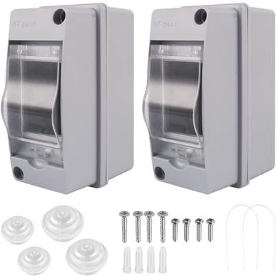 Waterdichte Aansluitdoos IP65, Opbouwdoos met Deur, 2 Modules, voor Tuin, Buiten, Oplaadstations en Vochtige Ruimtes - 2 Stuks