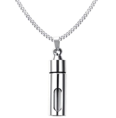 Ketting met Afsluitbare Ashanger Urn Hanger (breed model) - Zilver kleurig - Kettingen Heren Dames