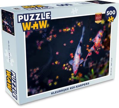 Puzzel Koi - Vis - Regenboog - Bladeren - Legpuzzel - Puzzel 500 stukjes