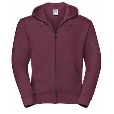 Russell Heren Authentieke Sweatshirt met volledige ritssluiting / Hoodie (Bourgondië)