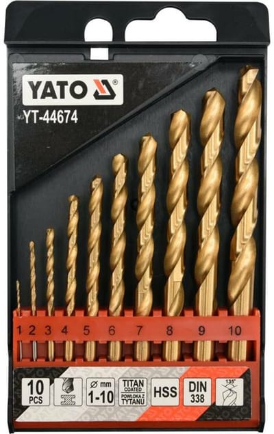 Yato Serie - Metaalboor HSS-TiN Set - 10 stuks - 1-10mm - DIN 338 Norm
