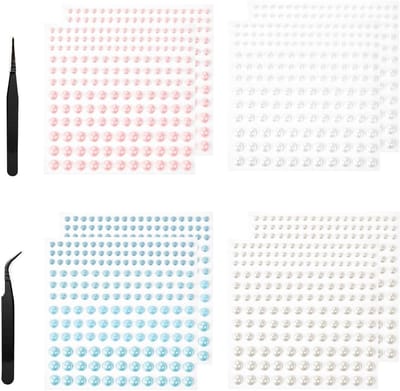 Set van 10 Parels Stickers met Pincet - Zelfklevende Decoratieve Ronde Beads voor Nail Art, DIY Projecten en Creatieve Decoratie 3/4/5/6mm