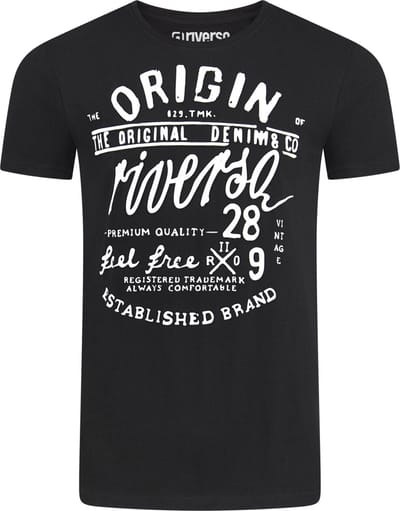 riverso Heren T-Shirt RIVLeon regular fit Zwart S Ronde Hals Volwassenen - gemaakt van 100% katoen