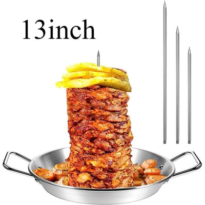 BBQ Verticale Vleesspies Roestvrijstalen Verticale Spies Grill met 9in Verwijderbare Spiesen voor Steak Vlees Kip Braadhouder
